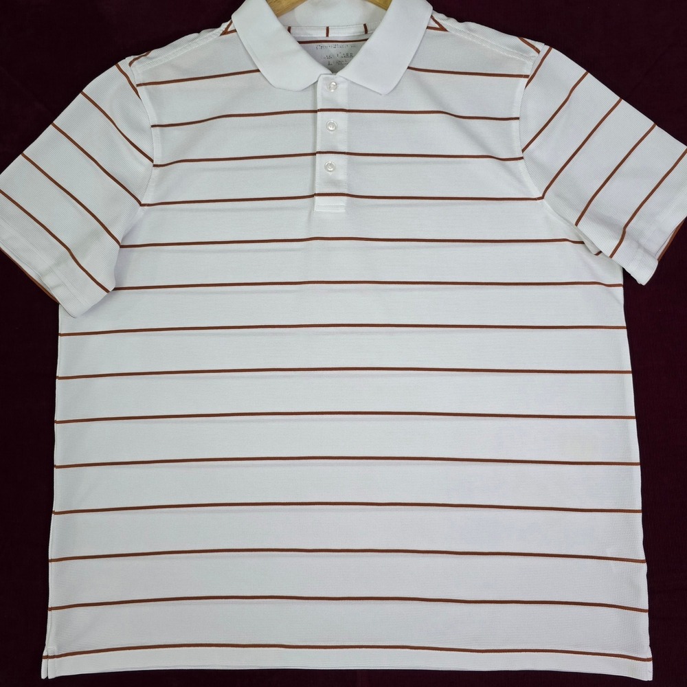Grand Slam Mens Large Striped Short Sleeve Performance Polo Shirt‎ Golf